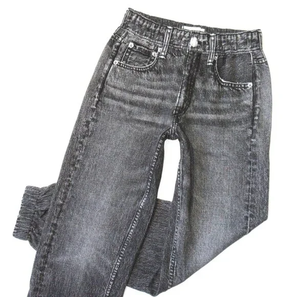 NWT rag & bone Miramar Jogger in Black Magic Photo Print Faux Jean Sweatpant XXS - Picture 2 of 9